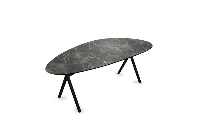 Melamine eettafel marmer zwart - Kiezel Type A - Scissor onderstel - {{ product.type }} - Kas20