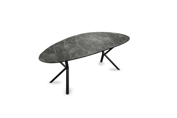 Melamine eettafel marmer zwart - Kiezel Type A - VV onderstel - {{ product.type }} - Kas20
