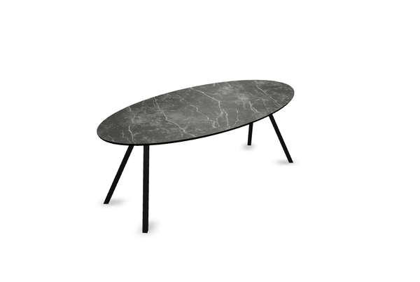 Melamine eettafel marmer zwart - Ovaal - Schuine i onderstel - {{ product.type }} - Kas20