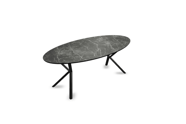 Melamine eettafel marmer zwart - Ovaal - VV onderstel - {{ product.type }} - Kas20