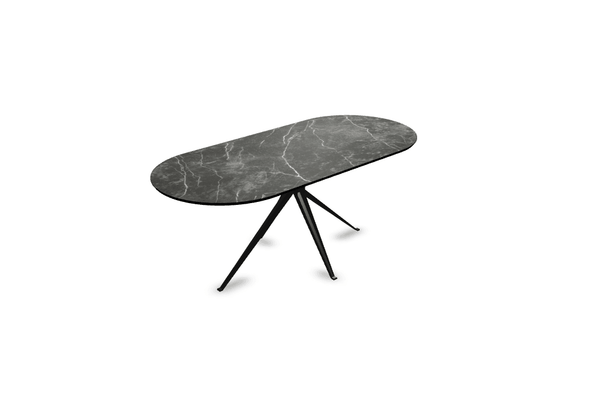 Melamine eettafel marmer zwart - Plat ovaal - Anna onderstel - {{ product.type }} - Kas20