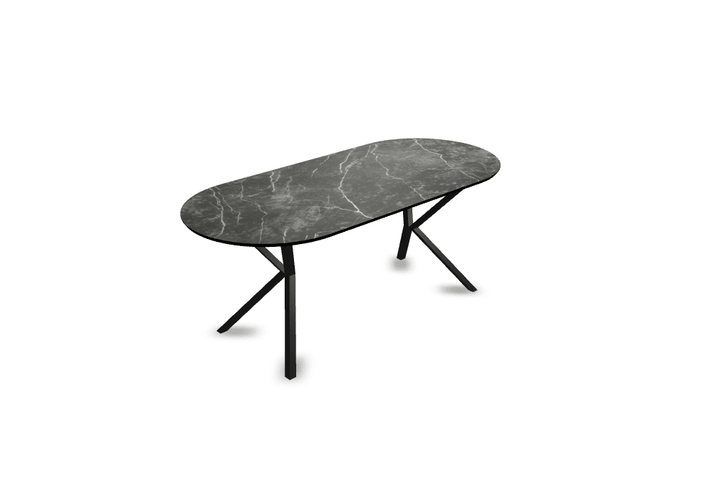 Melamine eettafel marmer zwart - Plat ovaal - VV onderstel - {{ product.type }} - Kas20