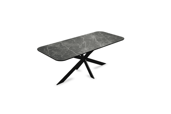 Melamine eettafel marmer zwart - Recht radius - Matrix ultra dun onderstel - {{ product.type }} - Kas20