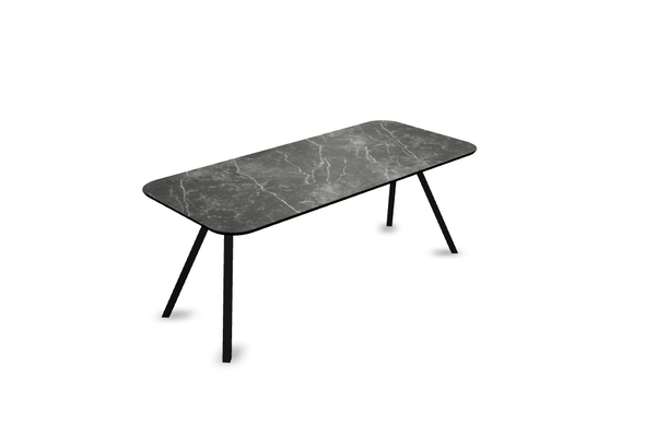 Melamine eettafel marmer zwart - Recht radius - Schuine i onderstel - {{ product.type }} - Kas20
