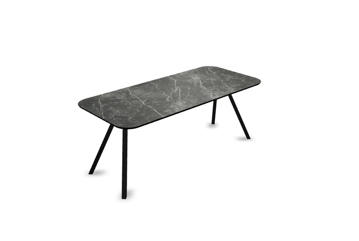 Melamine eettafel marmer zwart - Recht radius - Schuine i onderstel - {{ product.type }} - Kas20