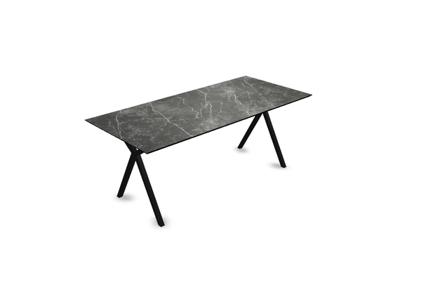 Melamine eettafel marmer zwart - Recht - Scissor onderstel - {{ product.type }} - Kas20