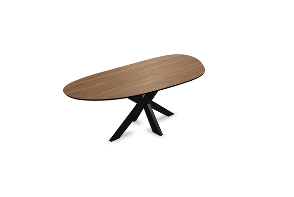 Melamine eettafel noten - Druppel Type A - Matrix dun onderstel - {{ product.type }} - Kas20