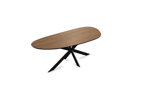 Melamine eettafel noten - Druppel Type A - Matrix ultra dun onderstel - {{ product.type }} - Kas20