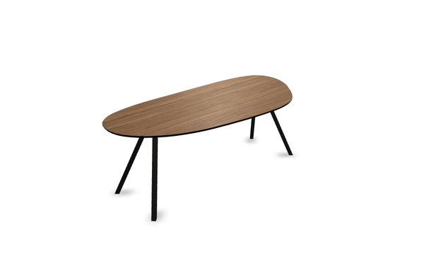Melamine eettafel noten - Druppel Type A - Schuine i onderstel - {{ product.type }} - Kas20