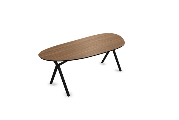 Melamine eettafel noten - Druppel Type A - Scissor onderstel - {{ product.type }} - Kas20