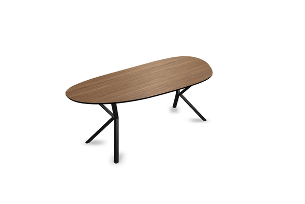 Melamine eettafel noten - Organisch Type A - VV onderstel - {{ product.type }} - Kas20