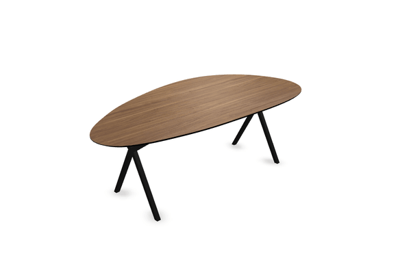 Melamine eettafel noten - Kiezel Type A - Scissor onderstel - {{ product.type }} - Kas20