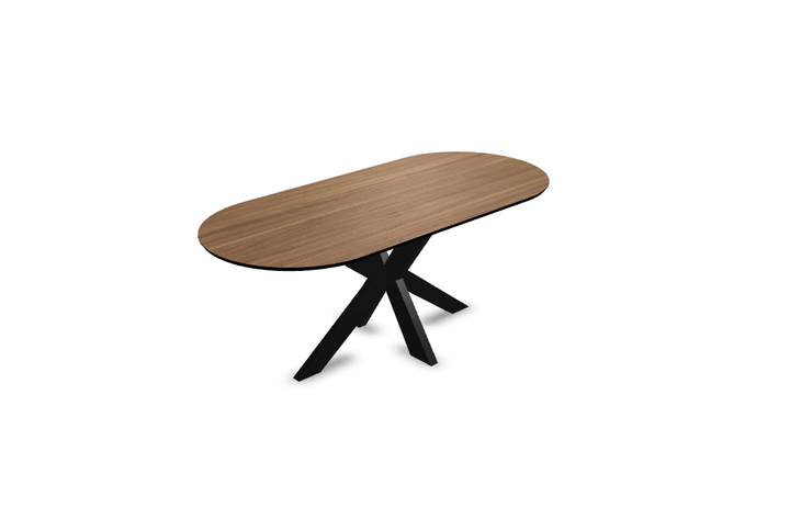 Melamine eettafel noten - Plat ovaal - Matrix dun onderstel - {{ product.type }} - Kas20