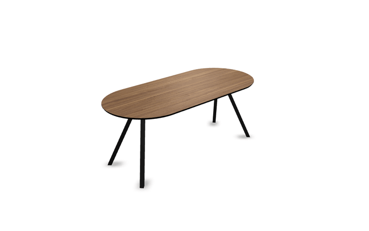 Melamine eettafel noten - Plat ovaal - Schuine i onderstel - {{ product.type }} - Kas20
