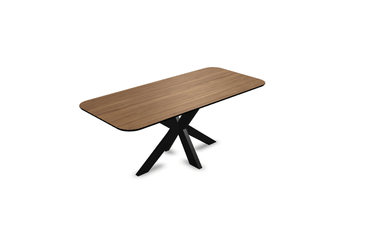 Melamine eettafel noten - Recht radius - Matrix dun onderstel - {{ product.type }} - Kas20