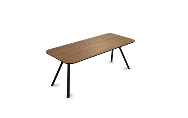 Melamine eettafel noten - Recht radius - Schuine i onderstel - {{ product.type }} - Kas20