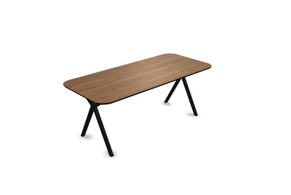 Melamine eettafel noten - Recht radius - Scissor onderstel - {{ product.type }} - Kas20