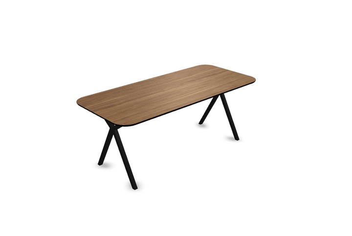 Melamine eettafel noten - Recht radius - Scissor onderstel - {{ product.type }} - Kas20