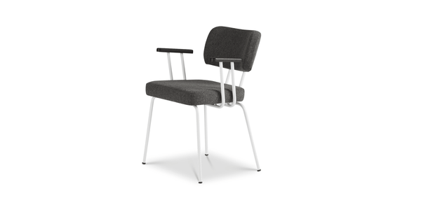 Ted Eetkamerstoel + arm - New Wool Antracite - Wit Onderstel - Armleuning Zwart - {{ product.type }} - Kas20