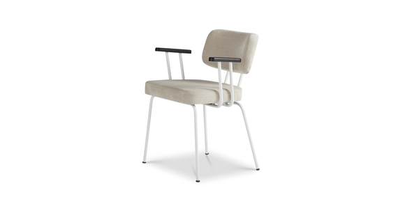 Ted Eetkamerstoel + arm - Portofino Natural - Wit Onderstel - Armleuning Zwart - {{ product.type }} - Kas20
