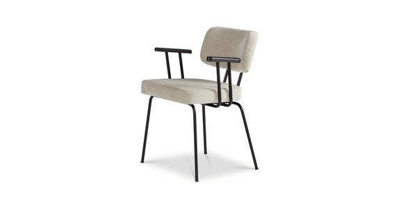 Ted Eetkamerstoel + arm - Portofino Natural - Zwart Onderstel - Armleuning Zwart - {{ product.type }} - Kas20