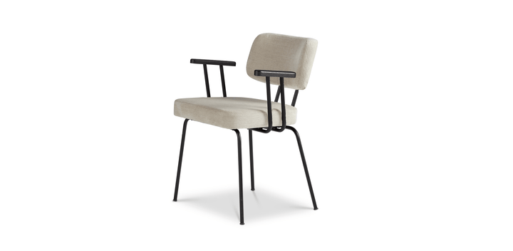Ted Eetkamerstoel + arm - Portofino Natural - Zwart Onderstel - Armleuning Zwart - {{ product.type }} - Kas20