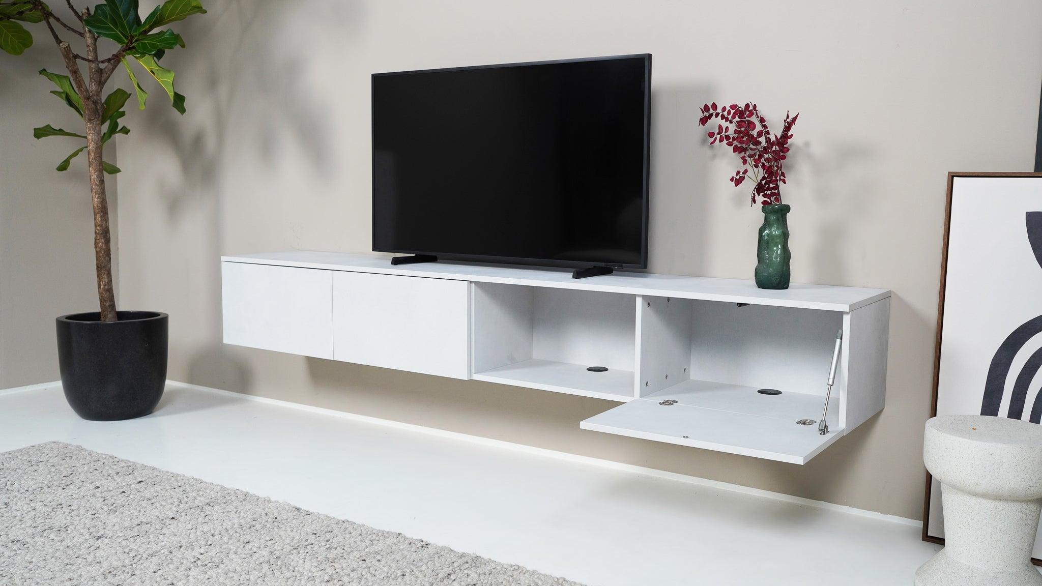 TV meubel - Beton Licht - 3 kleppen en open vak - {{ product.type }} - Kas20