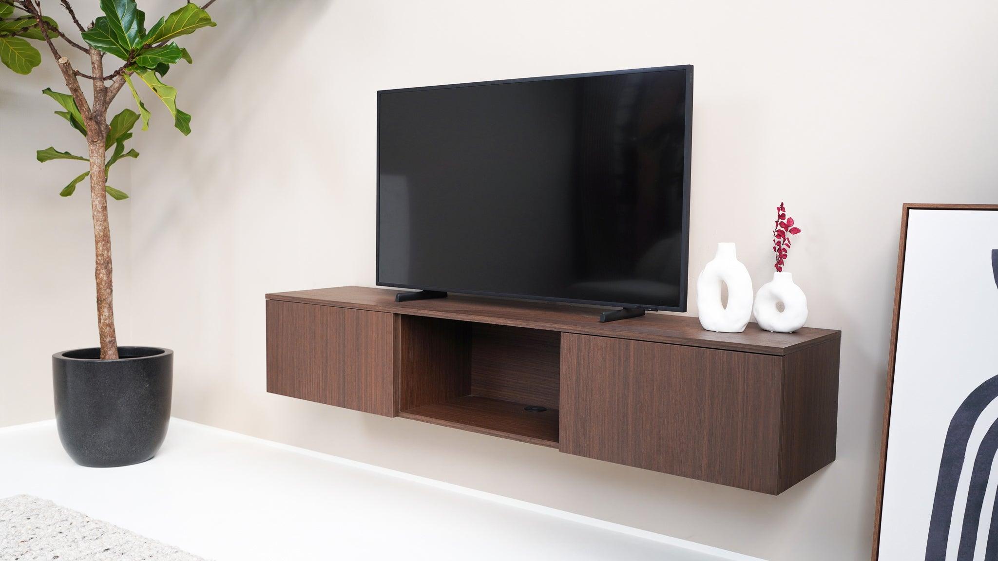 TV meubel - Eiken bruin (Noten) - 2 kleppen en open vak - {{ product.type }} - Kas20