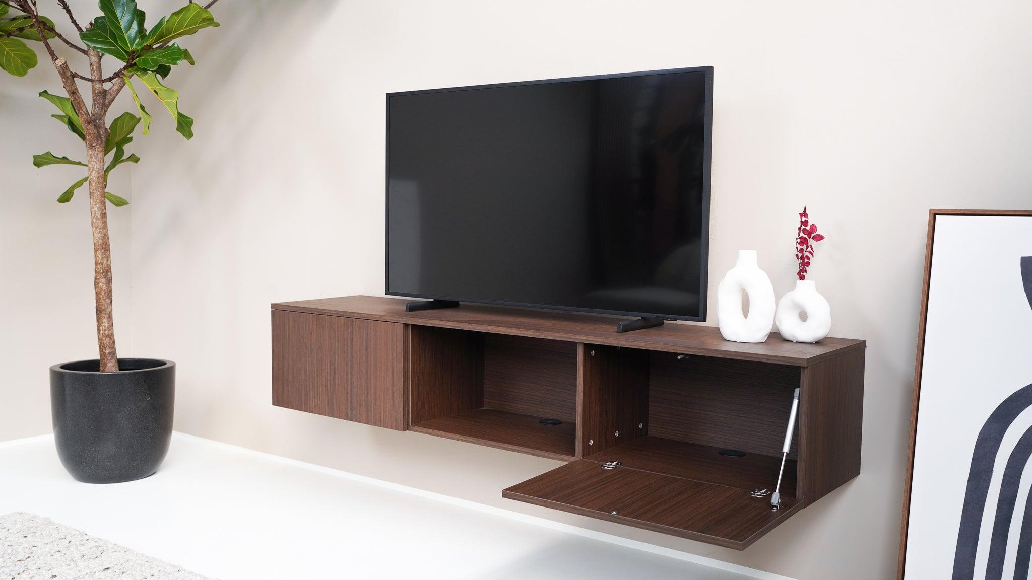 TV meubel - Eiken bruin (Noten) - 2 kleppen en open vak - {{ product.type }} - Kas20