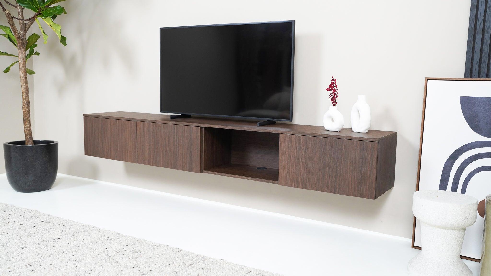 TV meubel - Eiken bruin (Noten) - 3 kleppen en open vak - {{ product.type }} - Kas20