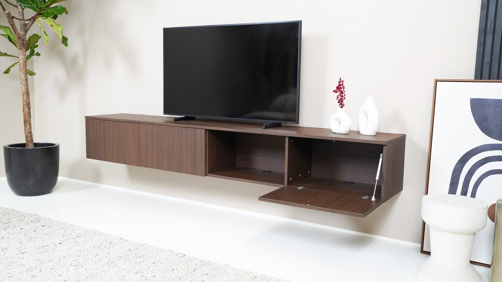 TV meubel - Eiken bruin (Noten) - 3 kleppen en open vak - {{ product.type }} - Kas20