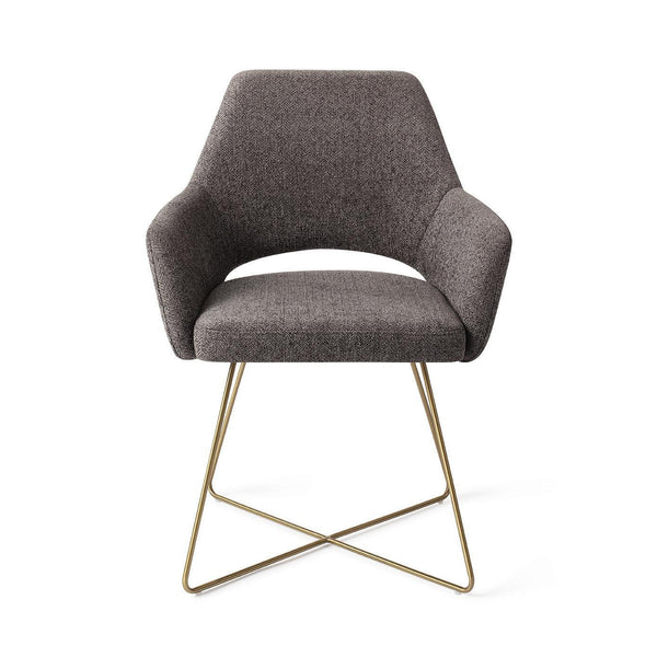 Yanai eetkamerstoel - Amazing Grey, Cross Gold - {{ product.type }} - Kas20