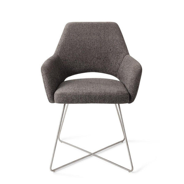 Yanai eetkamerstoel - Amazing Grey, Cross Steel - {{ product.type }} - Kas20