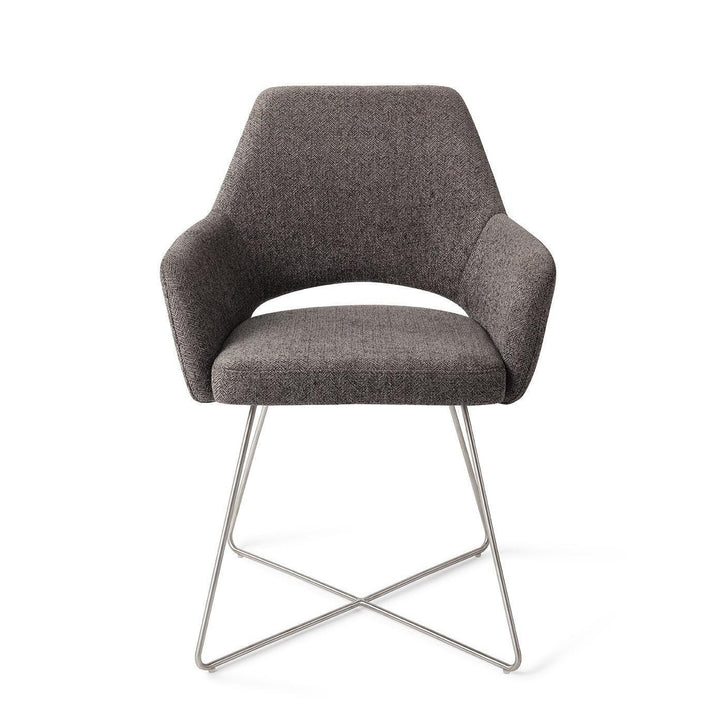 Yanai eetkamerstoel - Amazing Grey, Cross Steel - {{ product.type }} - Kas20