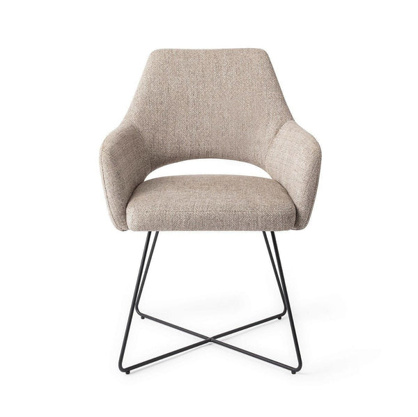 Yanai eetkamerstoel - Biscuit Beach, Cross Black - {{ product.type }} - Kas20