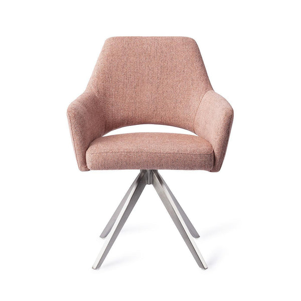 Yanai eetkamerstoel - Pink Punch, Turn Steel - {{ product.type }} - Kas20