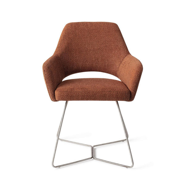 Yanai eetkamerstoel - Tuscan Terra, Beehive Steel - {{ product.type }} - Kas20
