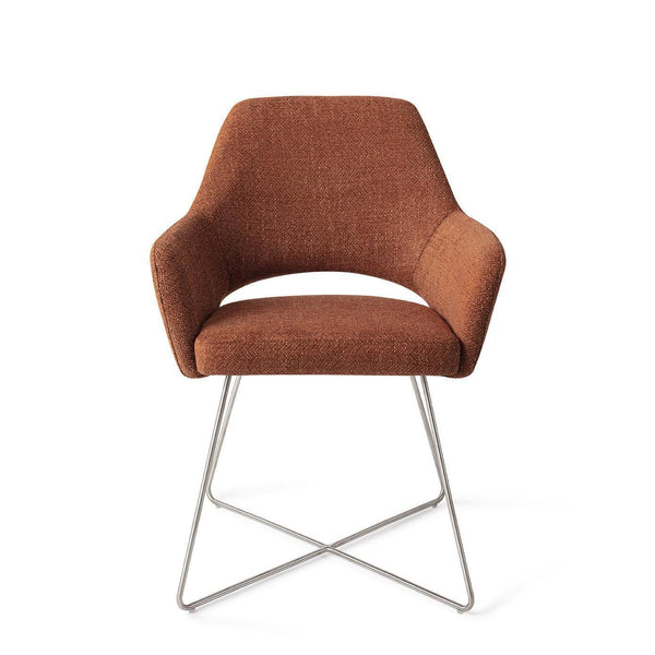 Yanai eetkamerstoel - Tuscan Terra, Cross Steel - {{ product.type }} - Kas20